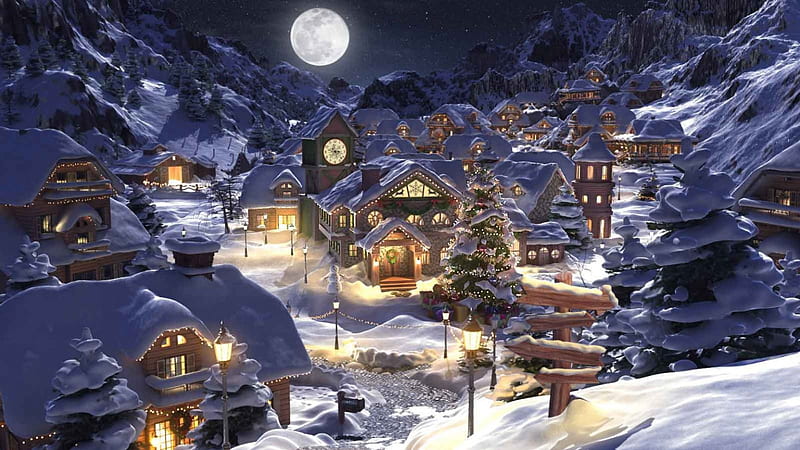 North Pole Village, village, santa, xmas, north pole, HD wallpaper