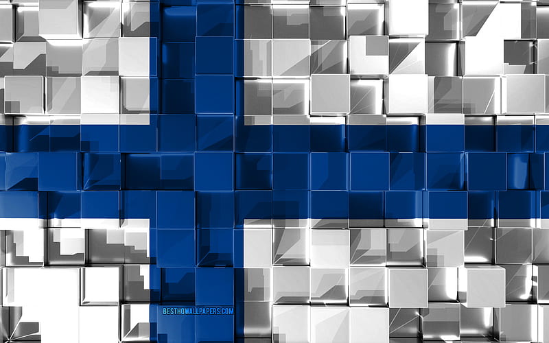 Flag of Finland 3d flag, 3d cubes texture, Finland 3d flag, 3d art, Finland, Europe, 3d texture, HD wallpaper