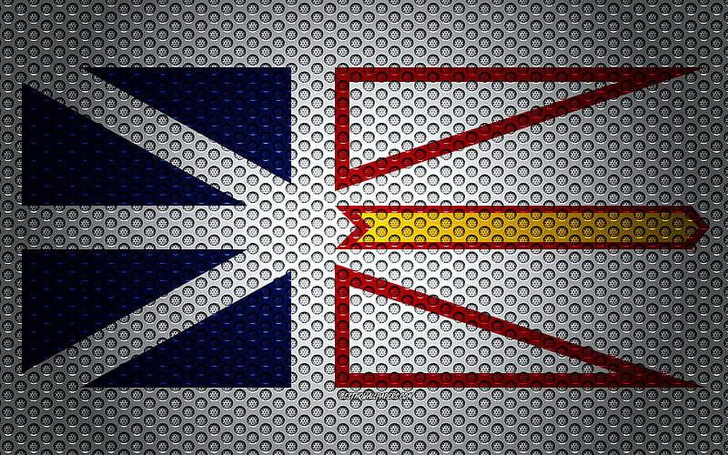 Flag of Newfoundland and Labrador creative art, metal mesh texture, national symbol, provinces of Canada, Newfoundland and Labrador, Canada, North America, HD wallpaper