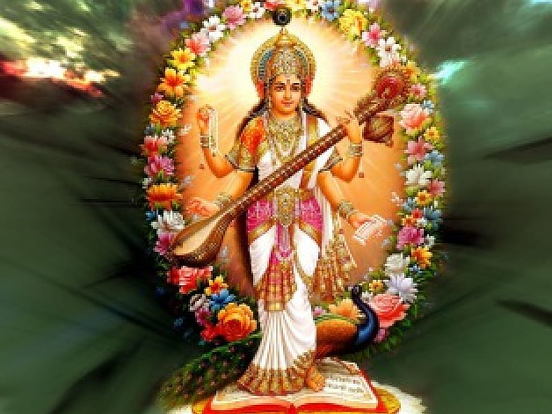 Saraswathi Devi, saraswathi, devi, lored, god, HD wallpaper