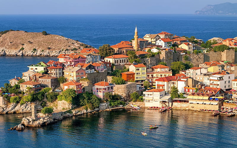 Amasra, resort, summer, Paphlagonia, Turkey, Black Sea, HD wallpaper