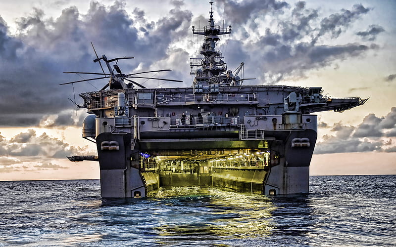 USS Iwo Jima, R, L 7, sea assault ships, United States Navy, US army, US Navy, HD wallpaper