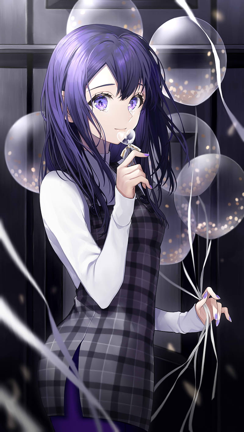Anime Girl Smoking Purple Hair HD 4K Wallpaper 82946