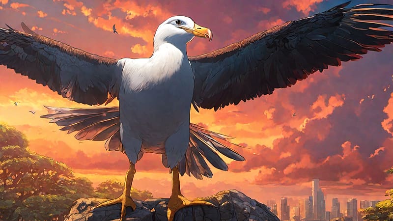 Albatross, animal, bird, sunrise, HD wallpaper