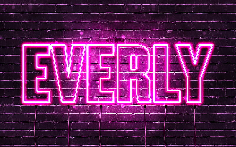 Everly with names, female names, Everly name, purple neon lights ...