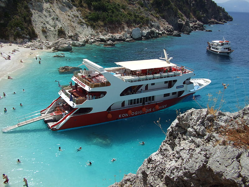GREECE-Lefkada, boats, cruis, narure, HD wallpaper