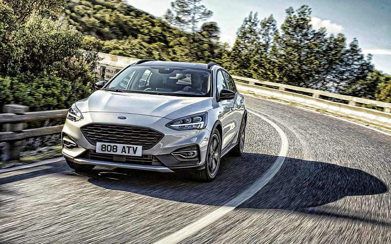 Ford Focus Active road, 2019 cars, motion blur, R, 2019 Ford Focus, new Focus, Ford, HD wallpaper