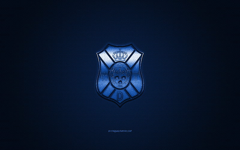 CD Tenerife, Spanish football club, La Liga 2, blue logo, blue carbon fiber background, football, Santa Cruz de Tenerife, Spain, CD Tenerife logo, Club Deportivo Tenerife, HD wallpaper