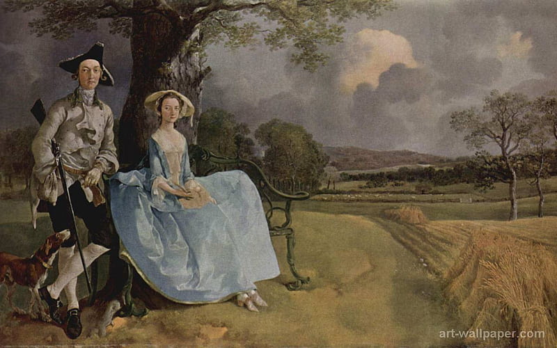 Thomas Gainsborough. Portrait of Mr and Mrs Andrews'., art, rococo,  costume, HD wallpaper | Peakpx