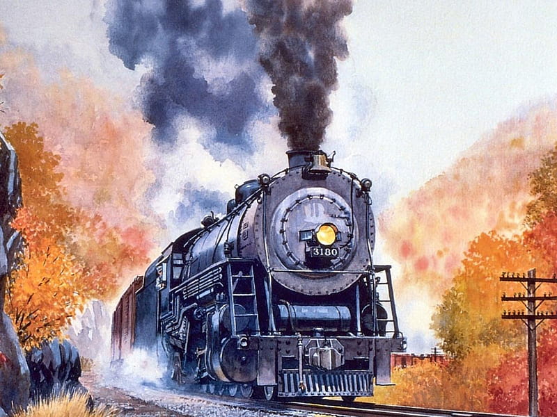 Southern Railway, railway, autumn, steam, train, HD wallpaper