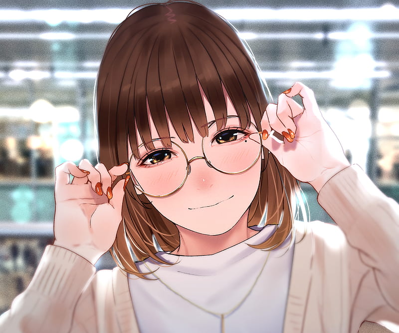 Chica anime, acerola saitou, lentes, Pelo castaño, Fondo de pantalla HD |  Peakpx