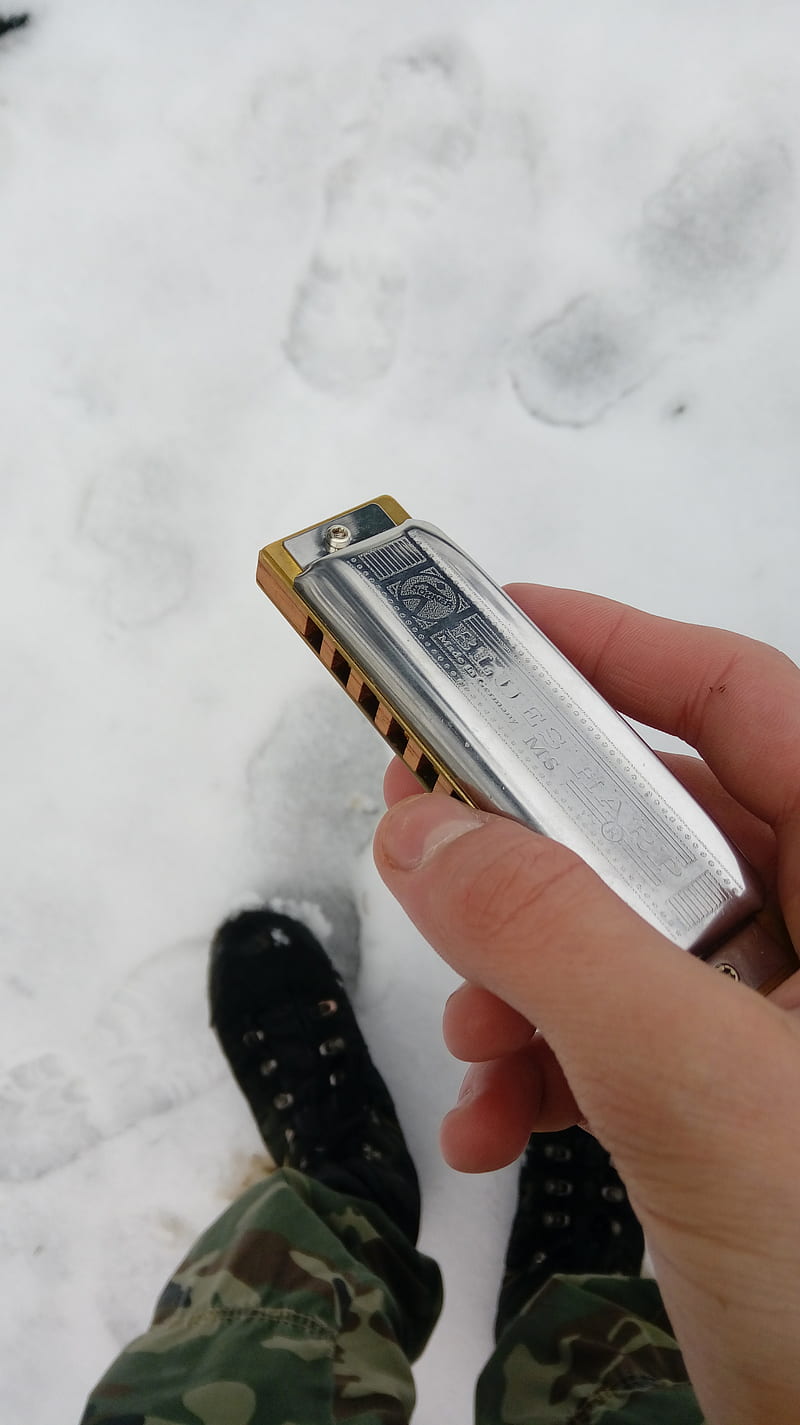Snow harmonica, music, winter, HD phone wallpaper