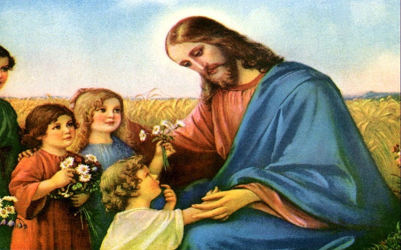 Blessing the children, children, christ, jesus, blessing, HD wallpaper