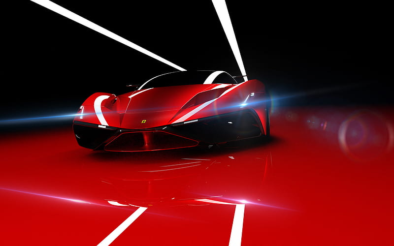 Ferrari LaRossa Concept, 2020, front view, new Ferrari, luxury sports cars, Italian supercars, Ferrari, HD wallpaper