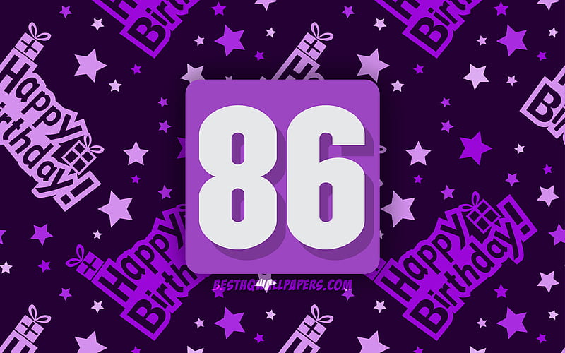 Happy 86 Years Birtay, violet abstract background, Birtay Party, minimal, 86th Birtay, Happy 86th birtay, artwork, Birtay concept, 86th Birtay Party, HD wallpaper