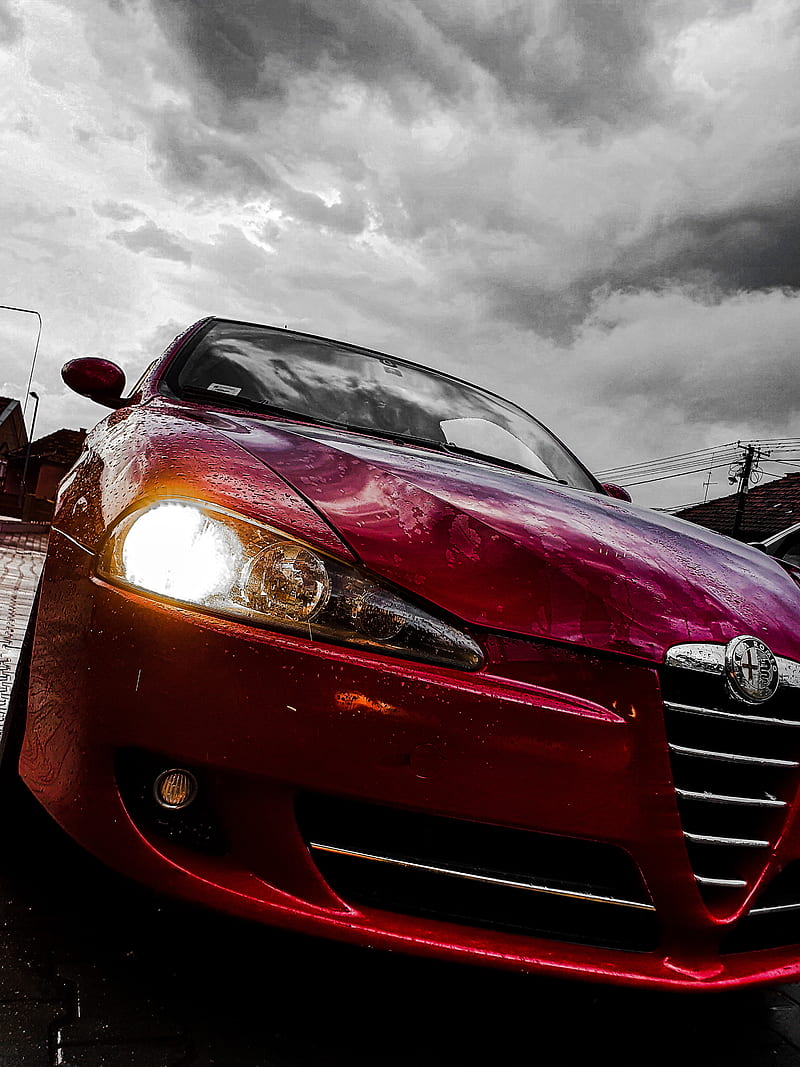 Alfa Romeo 147, rain, car, Alfa Romeo, sports car, vehicle, HD phone  wallpaper