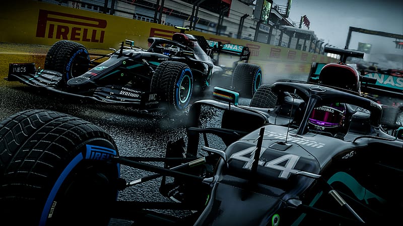 Mercedes, Race, Formula 1, Racing, Video Game, Mercedes Amg F1, Mercedes Amg F1 W10 Eq Power, F1 2020, Lewis Hamilton, Valteri Bottas, HD wallpaper