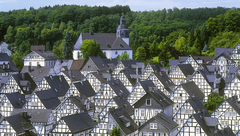 Rows of Houses in German City, architecture, cities, germany, houses, HD wallpaper