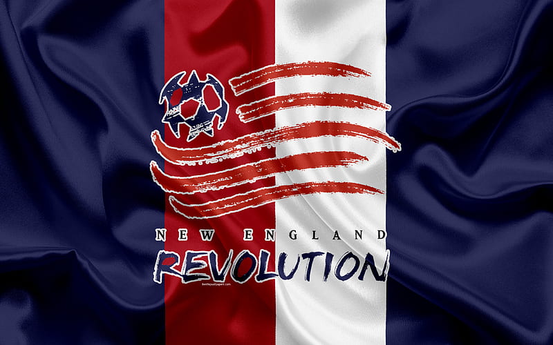 New England Revolution FC, American Football Club, MLS, USA, Major League Soccer, emblem, logo, silk flag, Foxboro, Massachusetts, football, HD wallpaper