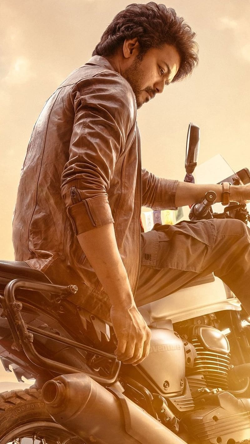 Varisu, Sitting On Bike, actor, thalapathy, south indian, HD phone wallpaper