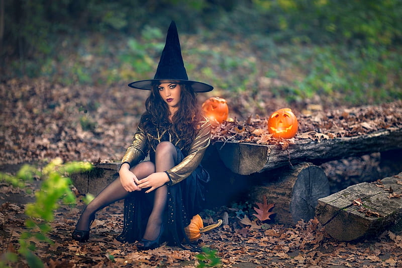 Halloween Witch~, witch, fall season, autumn, models, holiday, halloween,  love four seasons, HD wallpaper | Peakpx