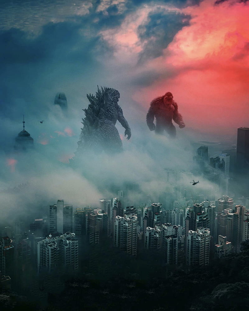 Kong meets Godzilla, HD phone wallpaper