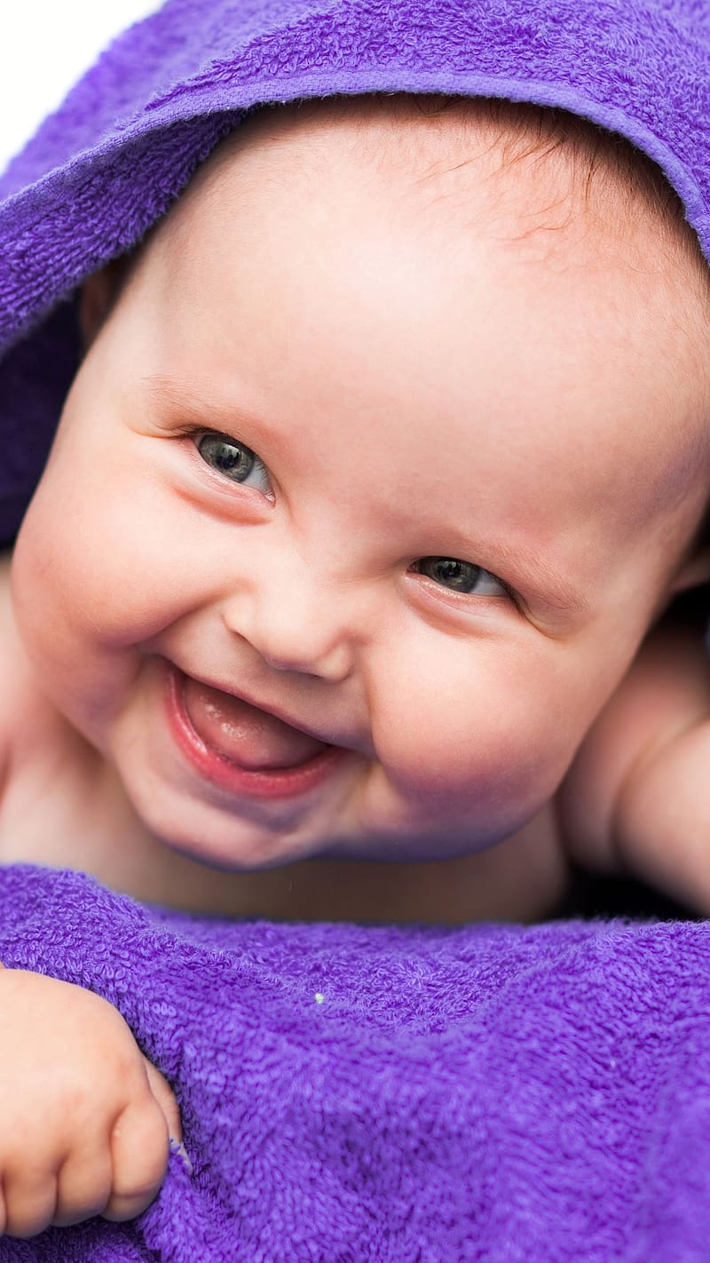 Cute Baby Live, Purple Towel, baby boy, HD phone wallpaper | Peakpx