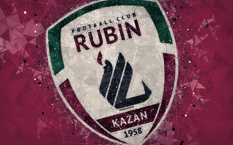 Rubin Kazan FC Russian Premier League, creative logo, geometric art, emblem, Russia, football, Rubin Kazan, red abstract background, FC Rubin Kazan, HD wallpaper