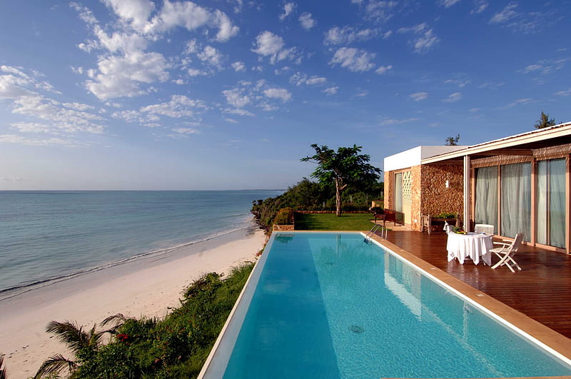 Living In Zanzibar, house, view, ocean, zanzibar, HD wallpaper