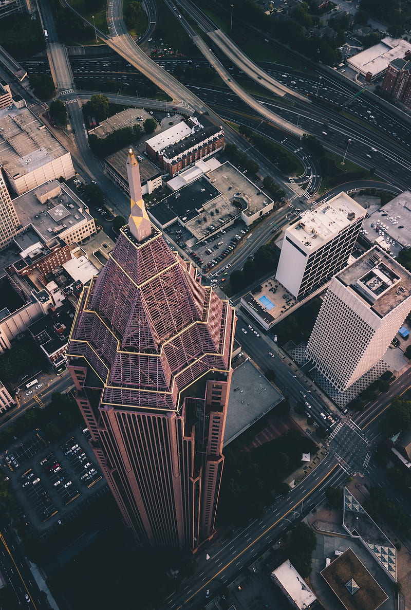 city, building, urban, architecture, car, rooftops, bird's eye view, street, tower, USA, portrait display, HD phone wallpaper