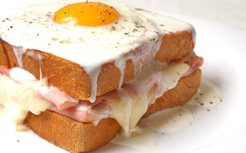 Egg & Ham Sandwich, egg, delicious, food, cheese, ham, toast, HD wallpaper