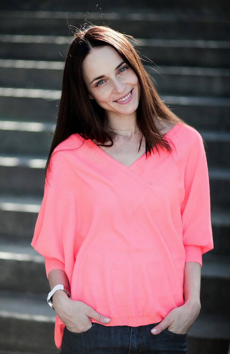 Anna Snatkina, women, Russian, actress, brunette, smiling, blue eyes, long hair, HD phone wallpaper