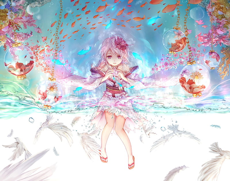 Xuan Ying, zhuo ying, fish, manga, water, vara, girl, anime, summer ...