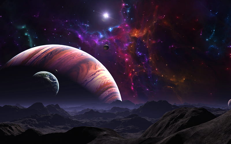 space, open space, planets, art, colorful, HD wallpaper