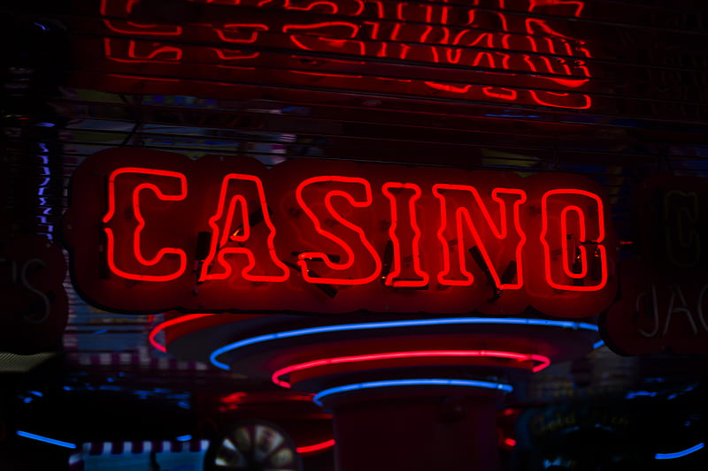 red Casino neon sign turned on, HD wallpaper