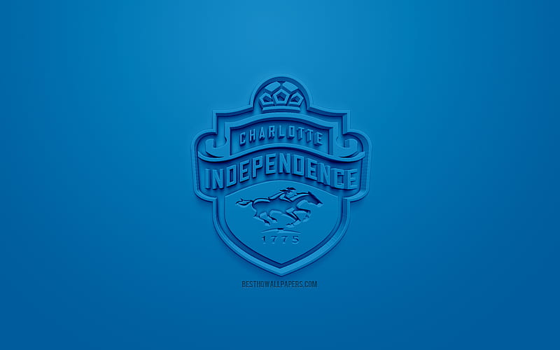 Charlotte Independence, creative 3D logo, USL, blue background, 3d emblem, American football club, United Soccer League, Charlotte, North Carolina, USA, 3d art, football, stylish 3d logo, HD wallpaper