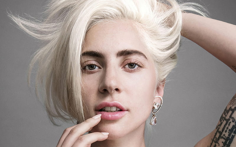 Lady Gaga, portrait, American singer, hoot, Lady Gaga white hair, Stefani Joanne Angelina Germanotta, HD wallpaper