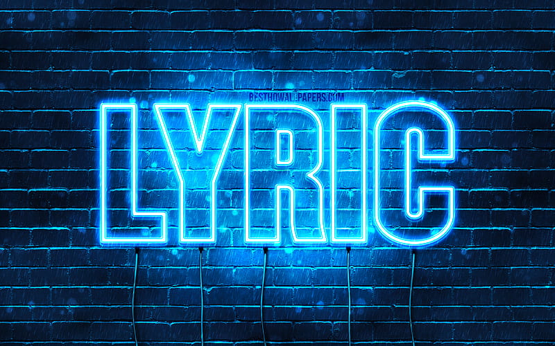 Lyric with names, horizontal text, Lyric name, Happy Birtay Lyric, blue neon lights, with Lyric name, HD wallpaper