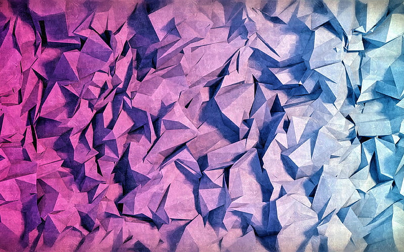 3D shards texture geometric shapes, purple backgrounds, shards patterns, 3D textures, background with shards, low poly textures, HD wallpaper