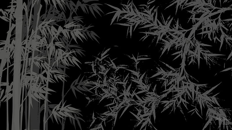 Bamboo Shadows on Black, , dark, shadows, far east, trees, abstract, bamboo, HD wallpaper