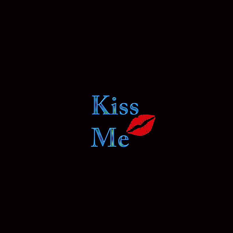 Kiss Me, lips, love, romance, red, blue, black, HD phone wallpaper