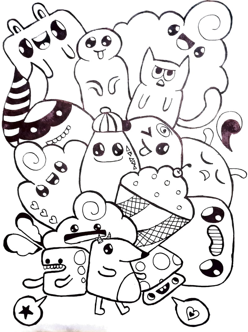 Cute doodle, cartoon, handmade, sketch, HD phone wallpaper | Peakpx