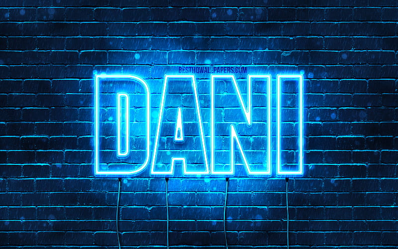 Dani with names, Dani name, blue neon lights, Happy Birtay Dani, popular dutch male names, with Dani name, HD wallpaper