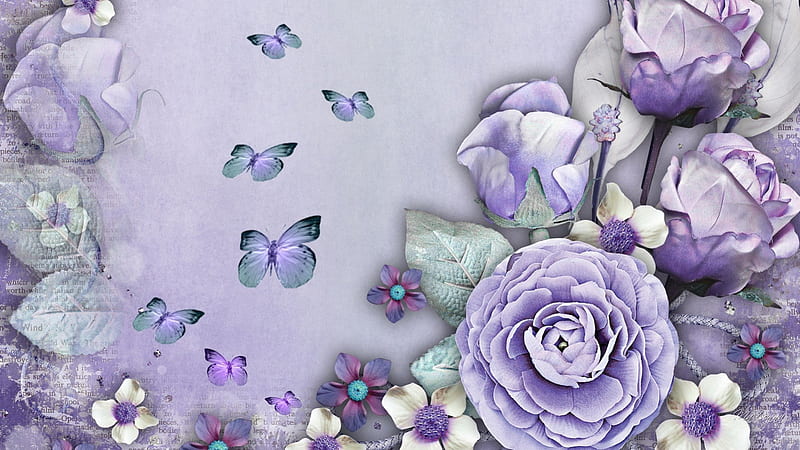 Lavender and Lovely, lilac, desenho, spring, lavender, roses, old fashion,  floral, HD wallpaper | Peakpx