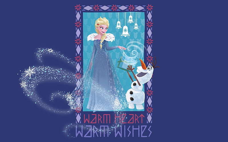 Olaf's Frozen Adventure (2017), poster, movie, elsa, queen, snowman, iarna, winter, olaf, girl, snow, olafs frozen adventures, white, princess, disney, blue, HD wallpaper