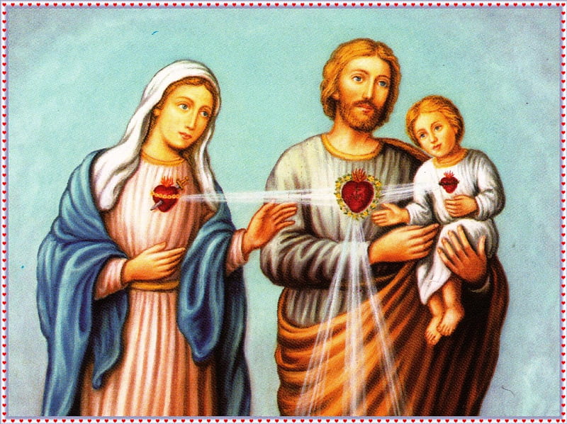 Sacred hearts, christ, family, joseph, heart, virgin, mary, HD wallpaper