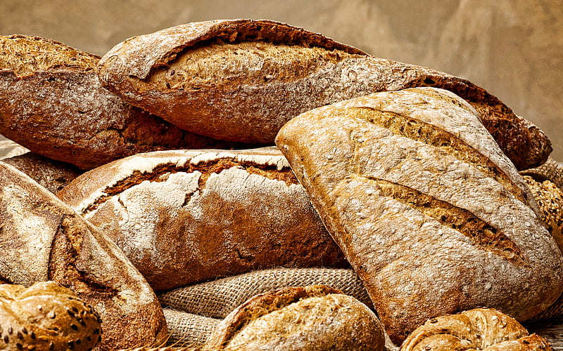 different bread, loaves of bread, bread concerts, Rye bread, HD wallpaper