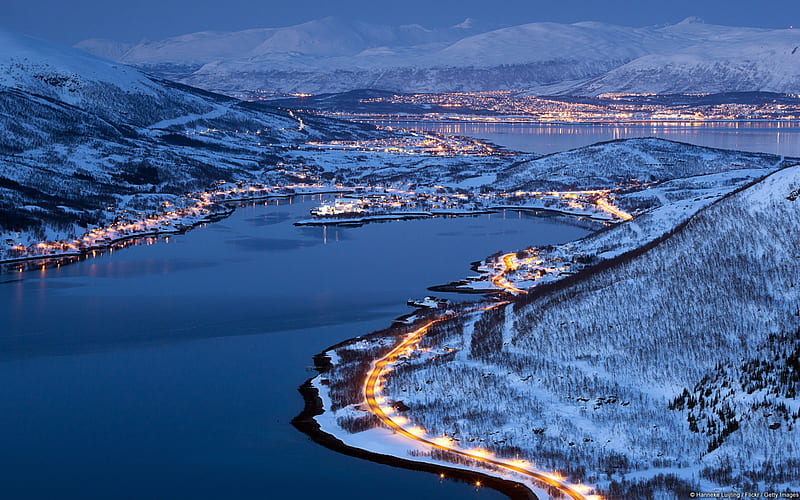 Light Norwegian city of Tromso-Windows Theme, HD wallpaper