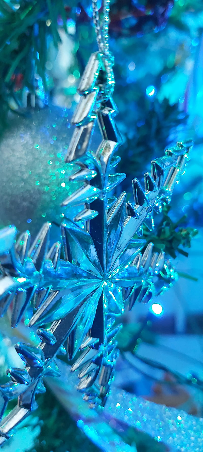 Christmas, blue, holiday, ice, lights, snow, snowflake, star, HD phone ...