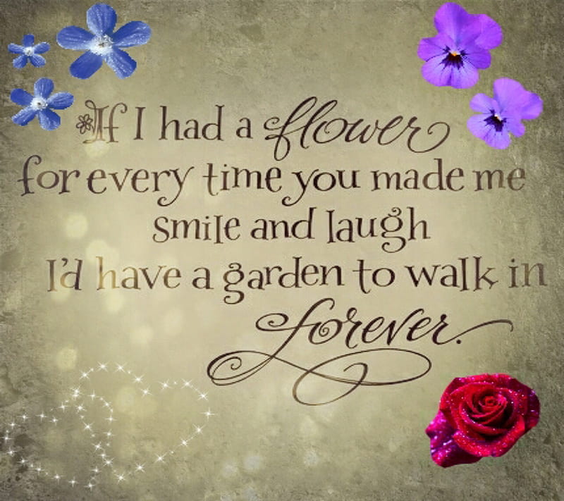 flower poem, cute, garden, laugh, love, sayings, signs, smile, HD wallpaper